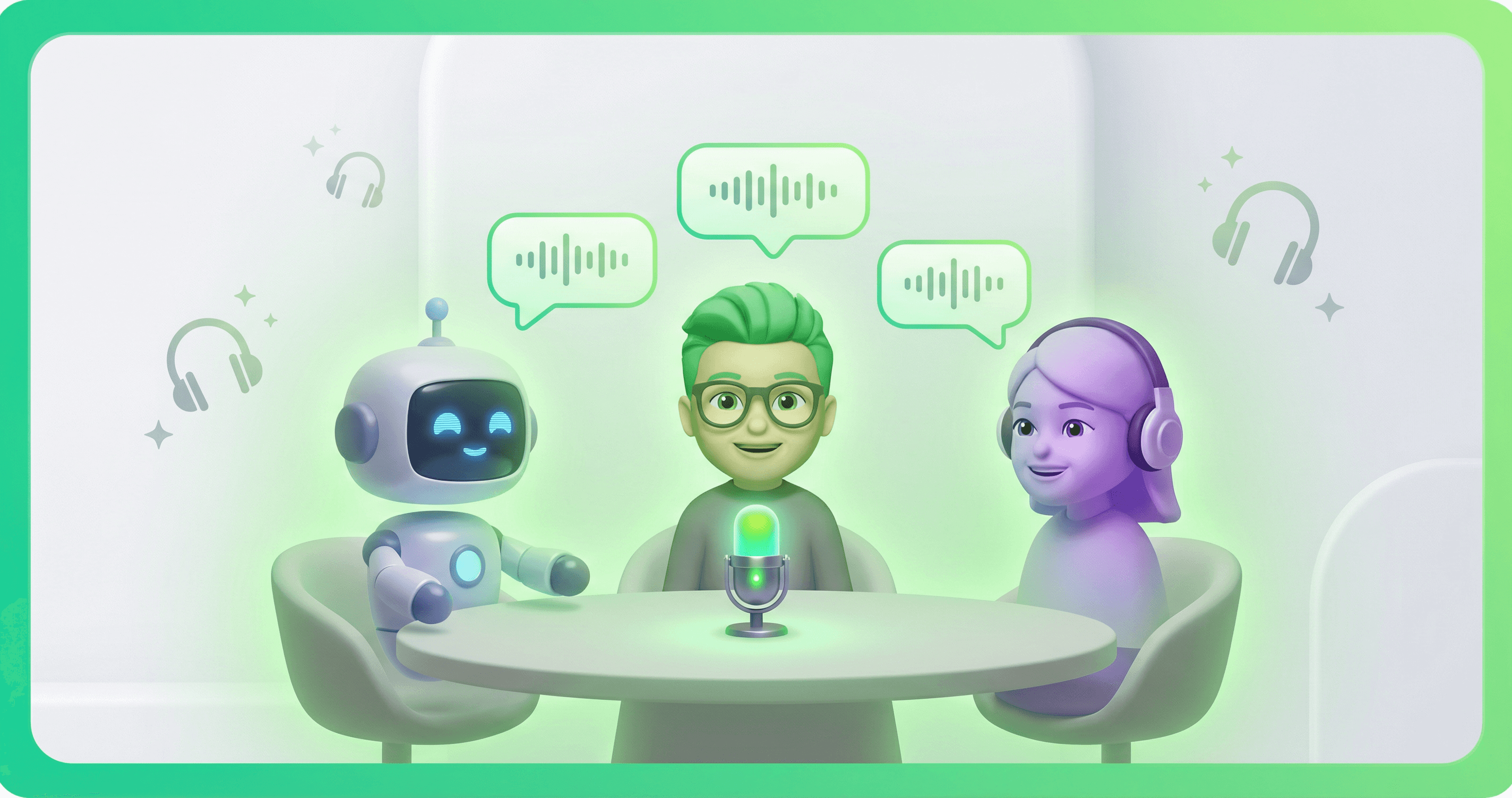 Multiple AI avatars in a podcast discussion