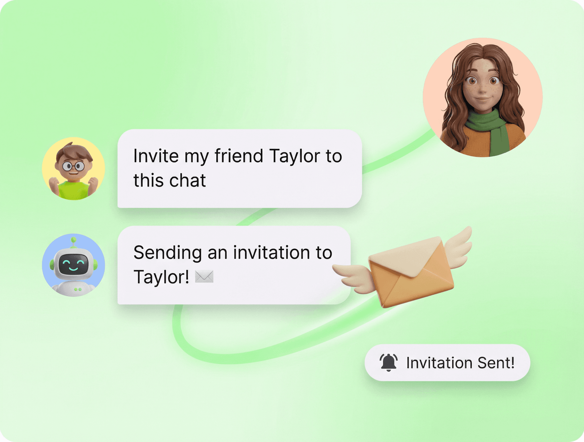 AI sending an invitation to a friend